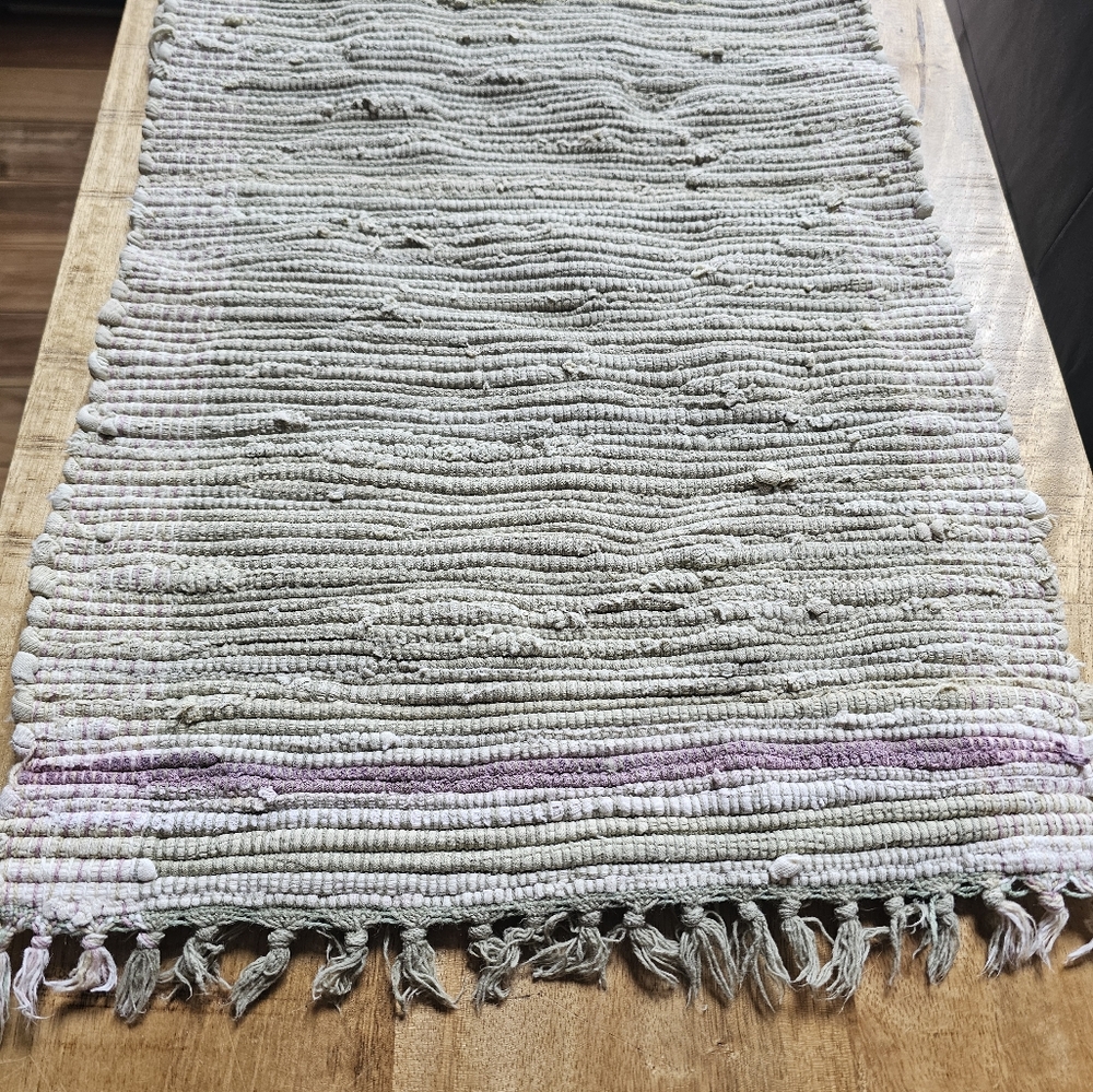 Table Runner Sage, white and lavender 14x66